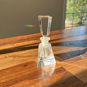 Vtg Art Deco Prism Cut Glass Perfume Bottle